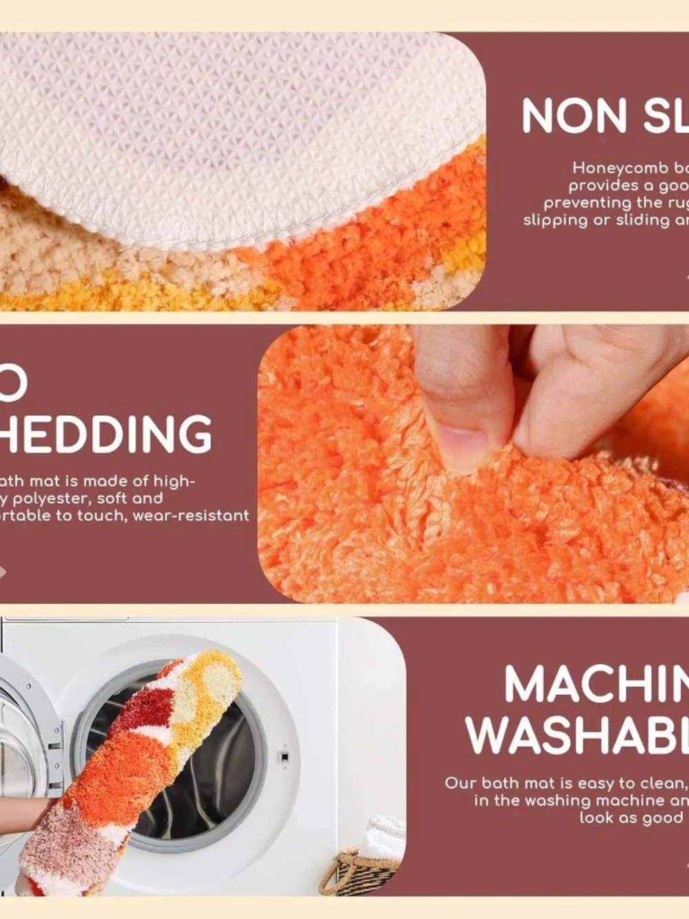 Large Mushroom Rug Funny Bathroom Decor, Cute Absorbent Bath Mat Non-Slip Washab